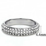 TK3437 - High polished (no plating) Stainless Steel Ring with Top Grade Crystal in Clear - Alamode - Flyclothing LLC