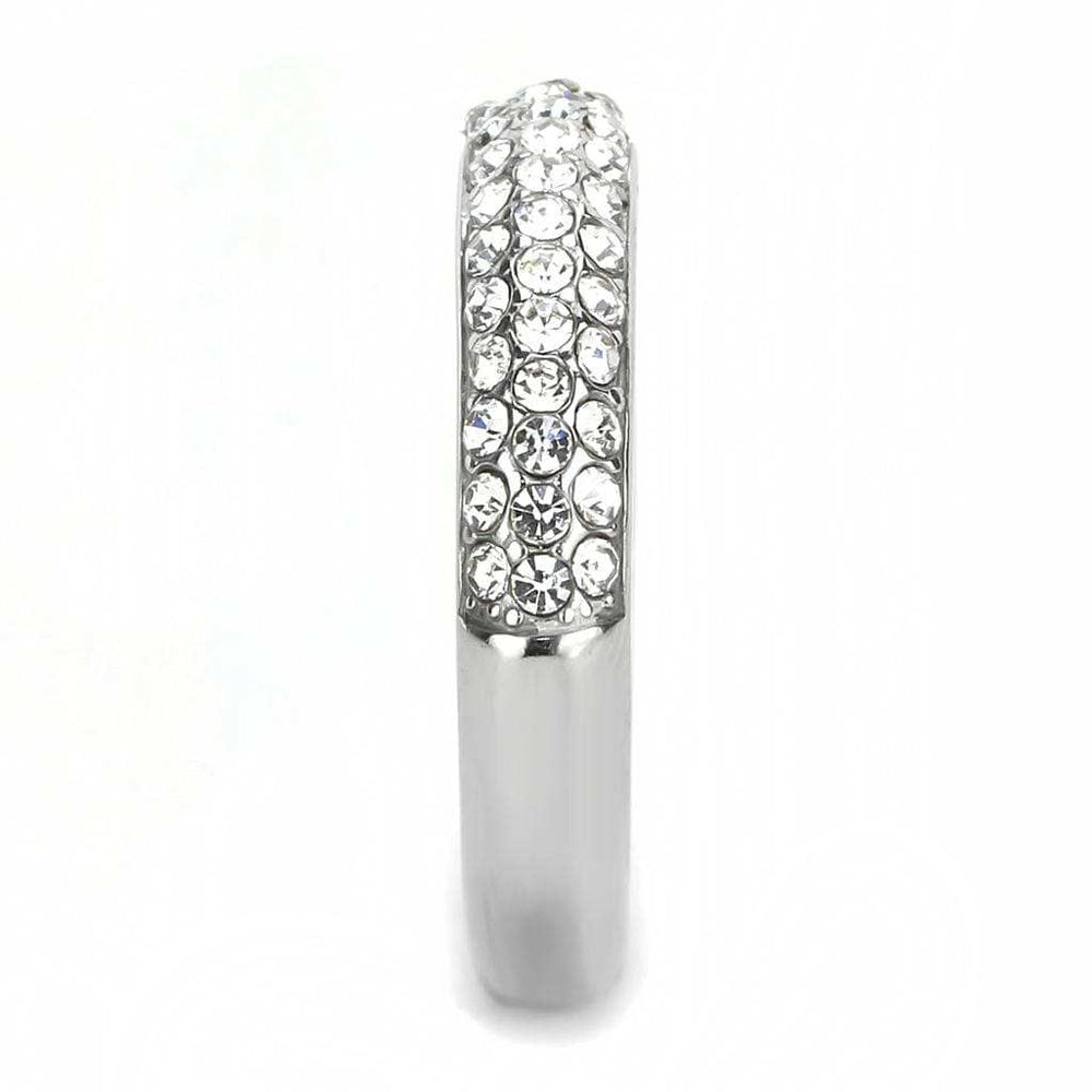 TK3437 - High polished (no plating) Stainless Steel Ring with Top Grade Crystal in Clear - Alamode - Flyclothing LLC