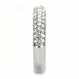 TK3437 - High polished (no plating) Stainless Steel Ring with Top Grade Crystal in Clear - Alamode - Flyclothing LLC