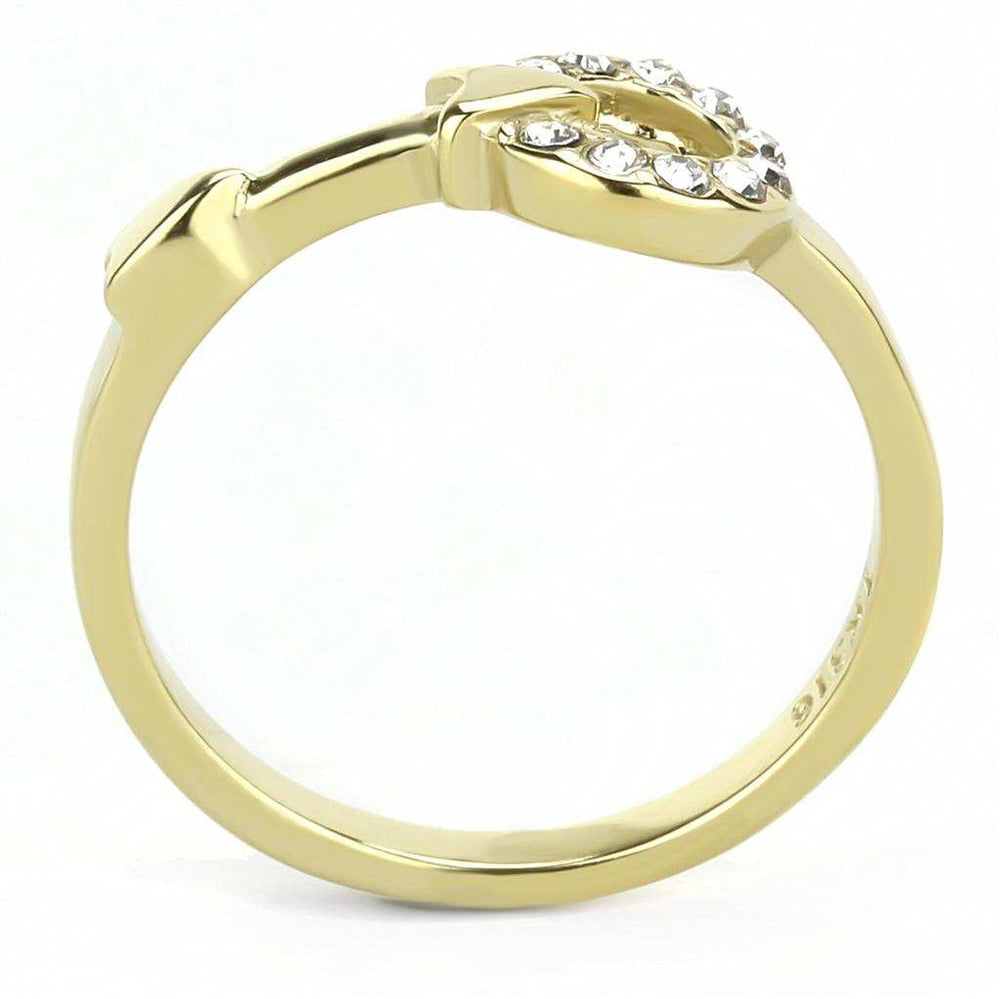 TK3439 - IP Gold(Ion Plating) Stainless Steel Ring with Top Grade Crystal in Clear - Alamode - Flyclothing LLC