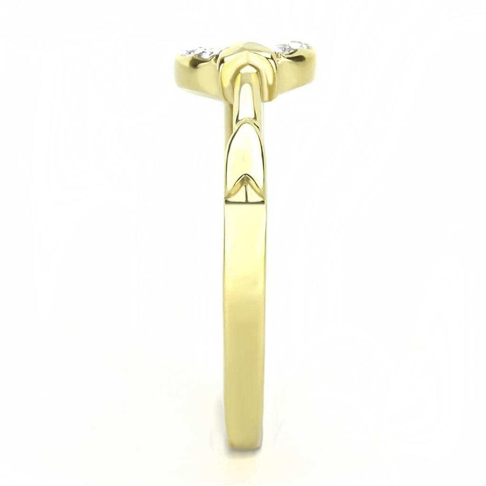 TK3439 - IP Gold(Ion Plating) Stainless Steel Ring with Top Grade Crystal in Clear - Alamode - Flyclothing LLC