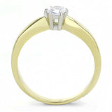 TK3440 - Two-Tone IP Gold (Ion Plating) Stainless Steel Ring with AAA Grade CZ in Clear - Alamode - Flyclothing LLC