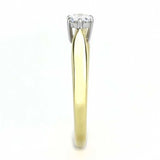 TK3440 - Two-Tone IP Gold (Ion Plating) Stainless Steel Ring with AAA Grade CZ in Clear - Alamode - Flyclothing LLC