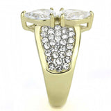 TK3442 - Two-Tone IP Gold (Ion Plating) Stainless Steel Ring with AAA Grade CZ in Clear - Alamode - Flyclothing LLC