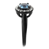 TK3443 - IP Black(Ion Plating) Stainless Steel Ring with Synthetic Synthetic Glass in Sea Blue - Alamode - Flyclothing LLC