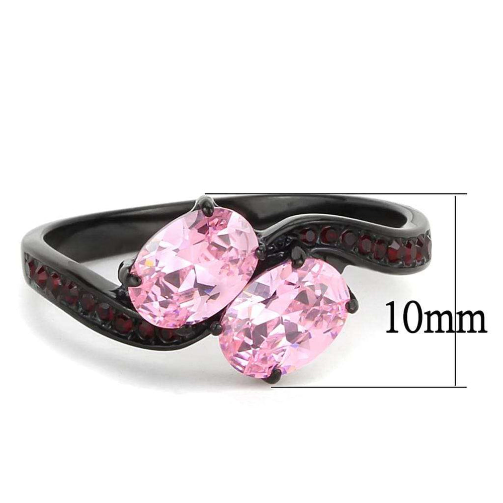 TK3444 - IP Black(Ion Plating) Stainless Steel Ring with AAA Grade CZ in Rose - Alamode - Flyclothing LLC