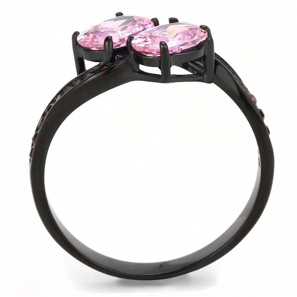 TK3444 - IP Black(Ion Plating) Stainless Steel Ring with AAA Grade CZ in Rose - Alamode - Flyclothing LLC
