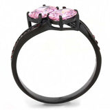 TK3444 - IP Black(Ion Plating) Stainless Steel Ring with AAA Grade CZ in Rose - Alamode - Flyclothing LLC