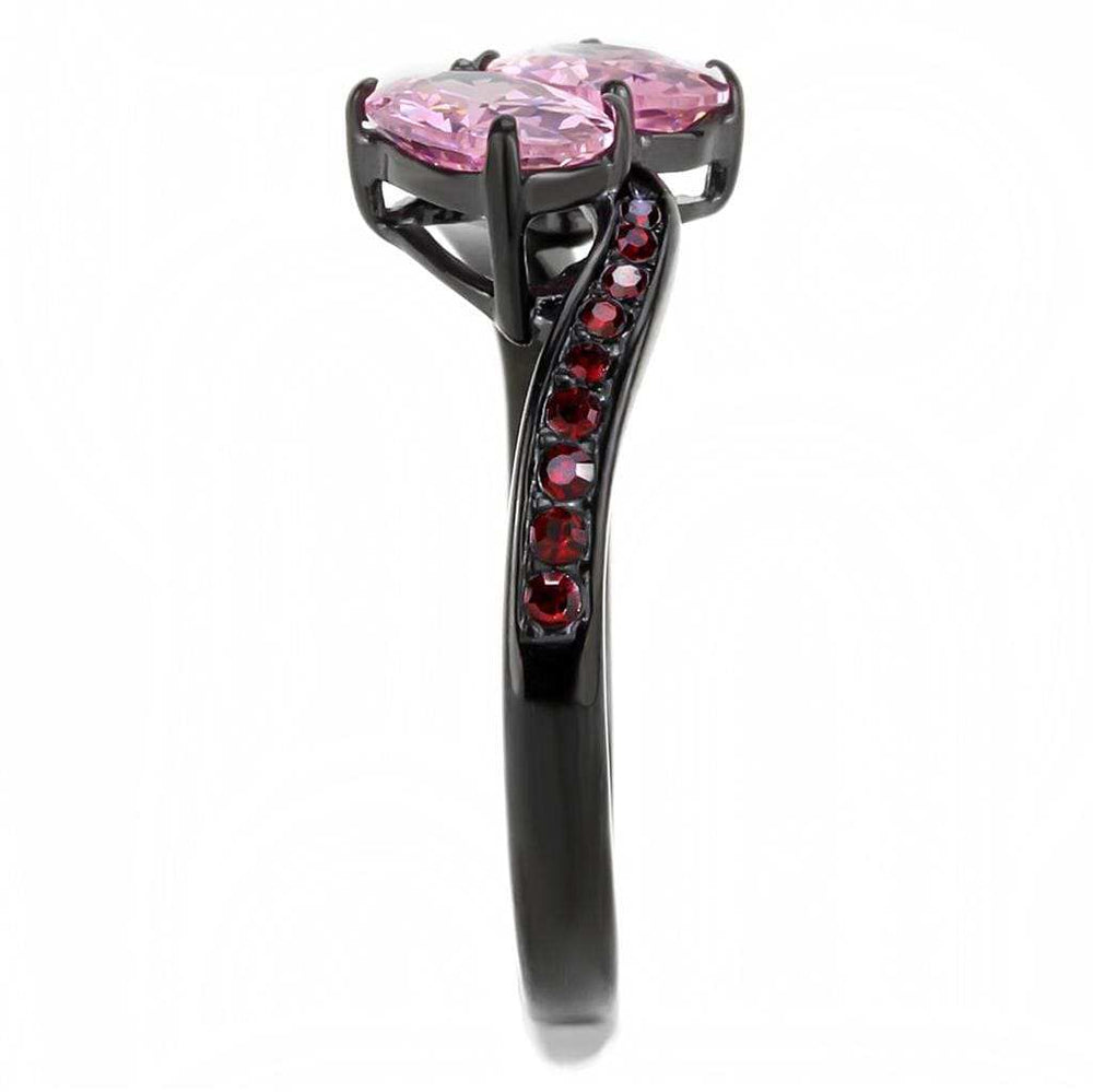 TK3444 - IP Black(Ion Plating) Stainless Steel Ring with AAA Grade CZ in Rose - Alamode - Flyclothing LLC