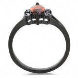 TK3445 - IP Black(Ion Plating) Stainless Steel Ring with AAA Grade CZ in Garnet - Alamode - Flyclothing LLC
