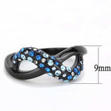 TK3446 - IP Black(Ion Plating) Stainless Steel Ring with Top Grade Crystal in Multi Color - Alamode - Flyclothing LLC