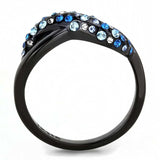 TK3446 - IP Black(Ion Plating) Stainless Steel Ring with Top Grade Crystal in Multi Color - Alamode - Flyclothing LLC
