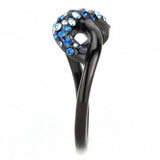 TK3446 - IP Black(Ion Plating) Stainless Steel Ring with Top Grade Crystal in Multi Color - Alamode - Flyclothing LLC