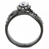 TK3448 - IP Light Black (IP Gun) Stainless Steel Ring with AAA Grade CZ in Clear - Alamode - Flyclothing LLC