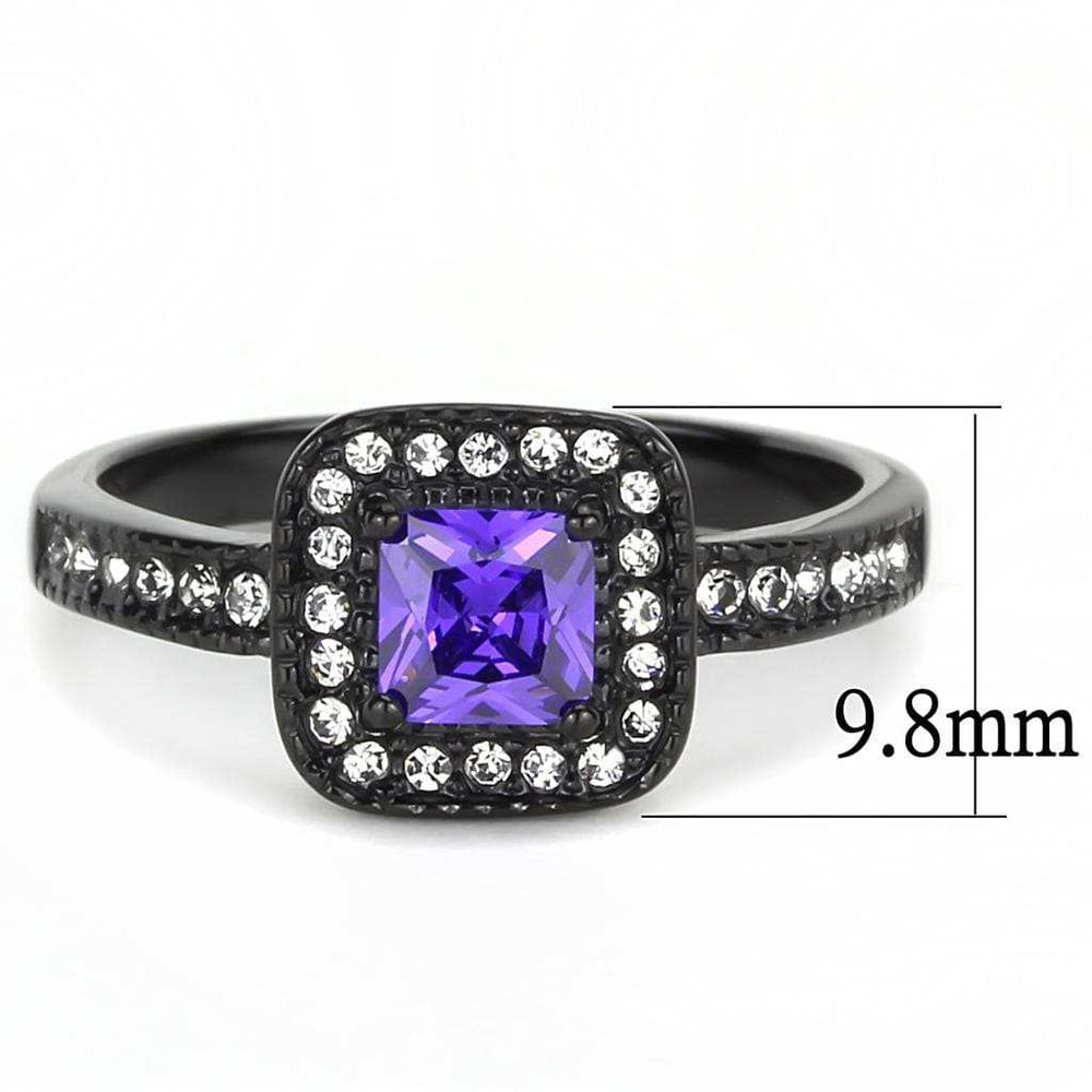 TK3450 - IP Black(Ion Plating) Stainless Steel Ring with AAA Grade CZ in Tanzanite - Alamode - Flyclothing LLC