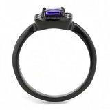 TK3450 - IP Black(Ion Plating) Stainless Steel Ring with AAA Grade CZ in Tanzanite - Alamode - Flyclothing LLC