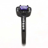 TK3450 - IP Black(Ion Plating) Stainless Steel Ring with AAA Grade CZ in Tanzanite - Alamode - Flyclothing LLC