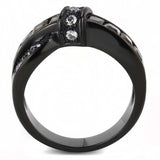 TK3452 - IP Black(Ion Plating) Stainless Steel Ring with Synthetic Synthetic Glass in Brown - Alamode - Flyclothing LLC