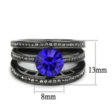 TK3453 - IP Light Black (IP Gun) Stainless Steel Ring with Top Grade Crystal in Sapphire - Alamode - Flyclothing LLC