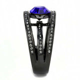 TK3453 - IP Light Black (IP Gun) Stainless Steel Ring with Top Grade Crystal in Sapphire - Alamode - Flyclothing LLC