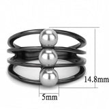 TK3454 - IP Black(Ion Plating) Stainless Steel Ring with Synthetic Pearl in Gray - Alamode - Flyclothing LLC