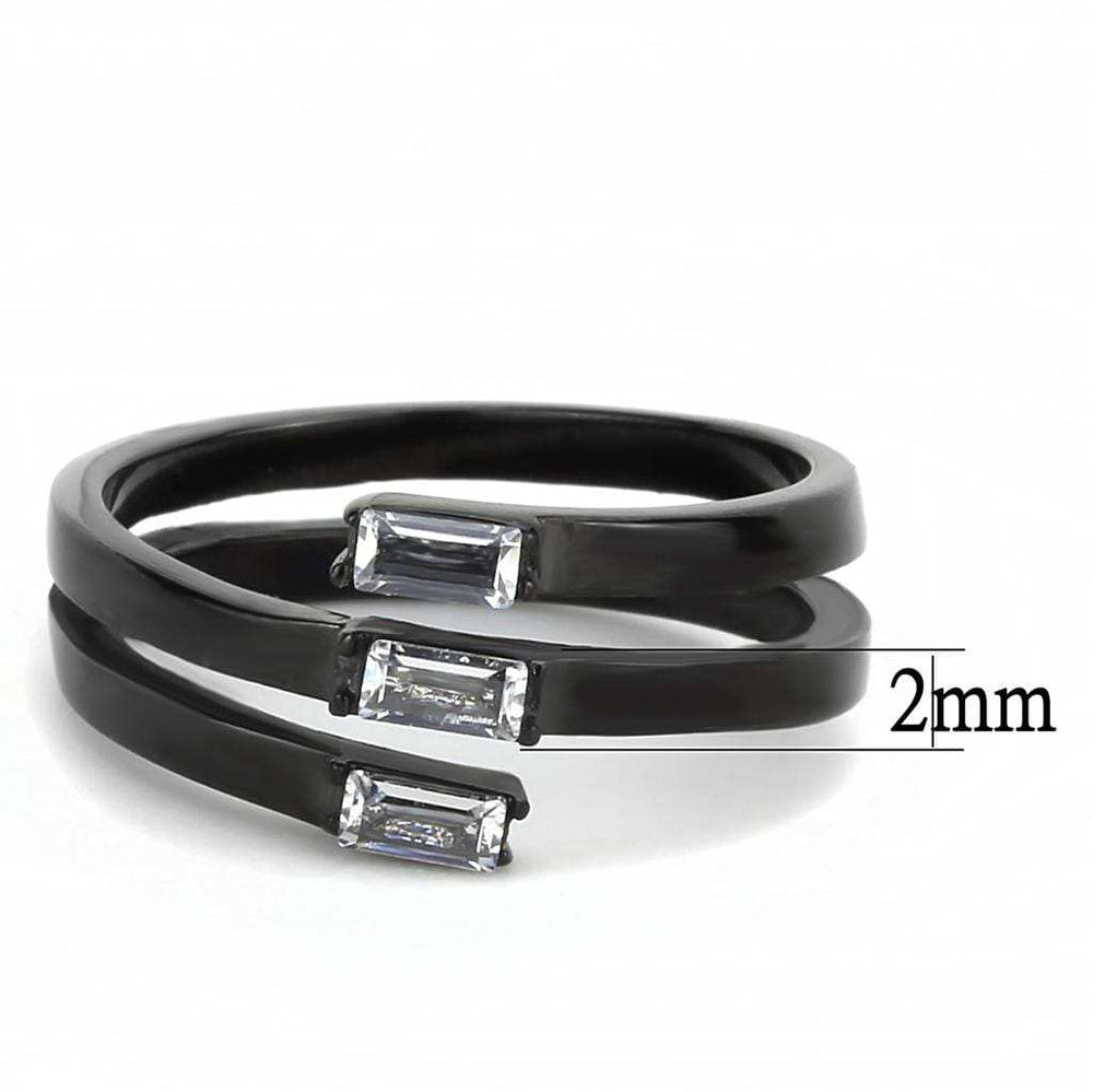 TK3455 - IP Black(Ion Plating) Stainless Steel Ring with AAA Grade CZ in Clear - Alamode - Flyclothing LLC