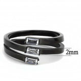 TK3455 - IP Black(Ion Plating) Stainless Steel Ring with AAA Grade CZ in Clear - Alamode - Flyclothing LLC
