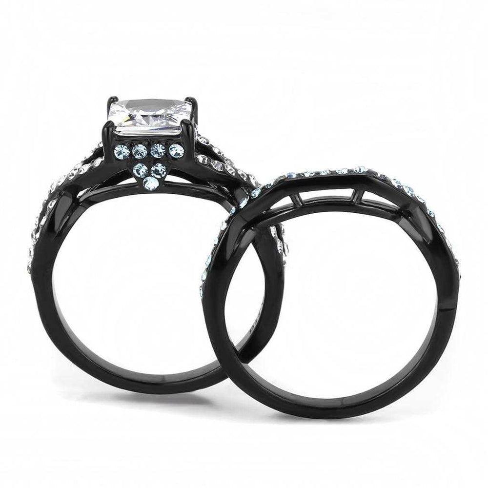 TK3457 - IP Black(Ion Plating) Stainless Steel Ring with AAA Grade CZ in Clear - Alamode - Flyclothing LLC