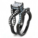 TK3457 - IP Black(Ion Plating) Stainless Steel Ring with AAA Grade CZ in Clear - Alamode - Flyclothing LLC