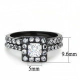 TK3458 - IP Black(Ion Plating) Stainless Steel Ring with AAA Grade CZ in Clear - Alamode - Flyclothing LLC