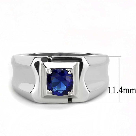 TK3459 - High polished (no plating) Stainless Steel Ring with Synthetic Synthetic Glass in Montana - Alamode - Flyclothing LLC