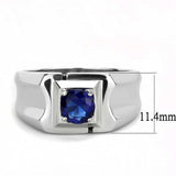 TK3459 - High polished (no plating) Stainless Steel Ring with Synthetic Synthetic Glass in Montana - Alamode - Flyclothing LLC