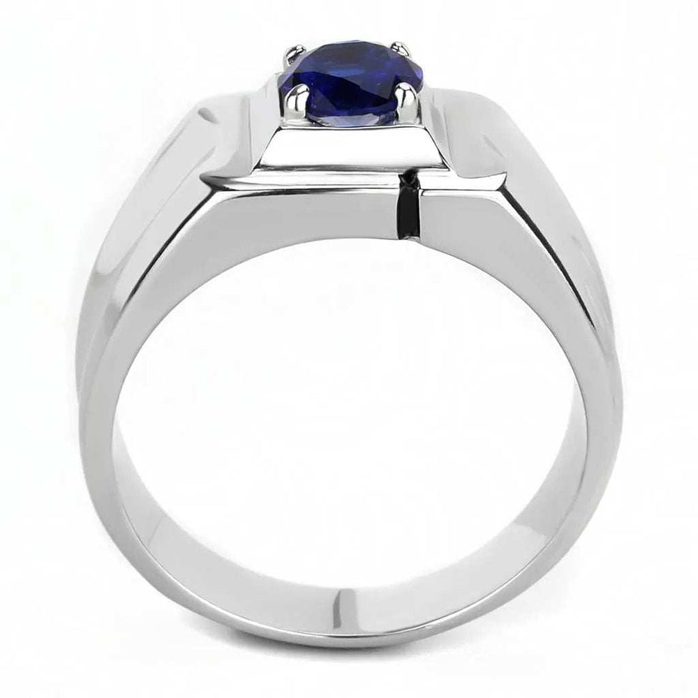TK3459 - High polished (no plating) Stainless Steel Ring with Synthetic Synthetic Glass in Montana - Alamode - Flyclothing LLC