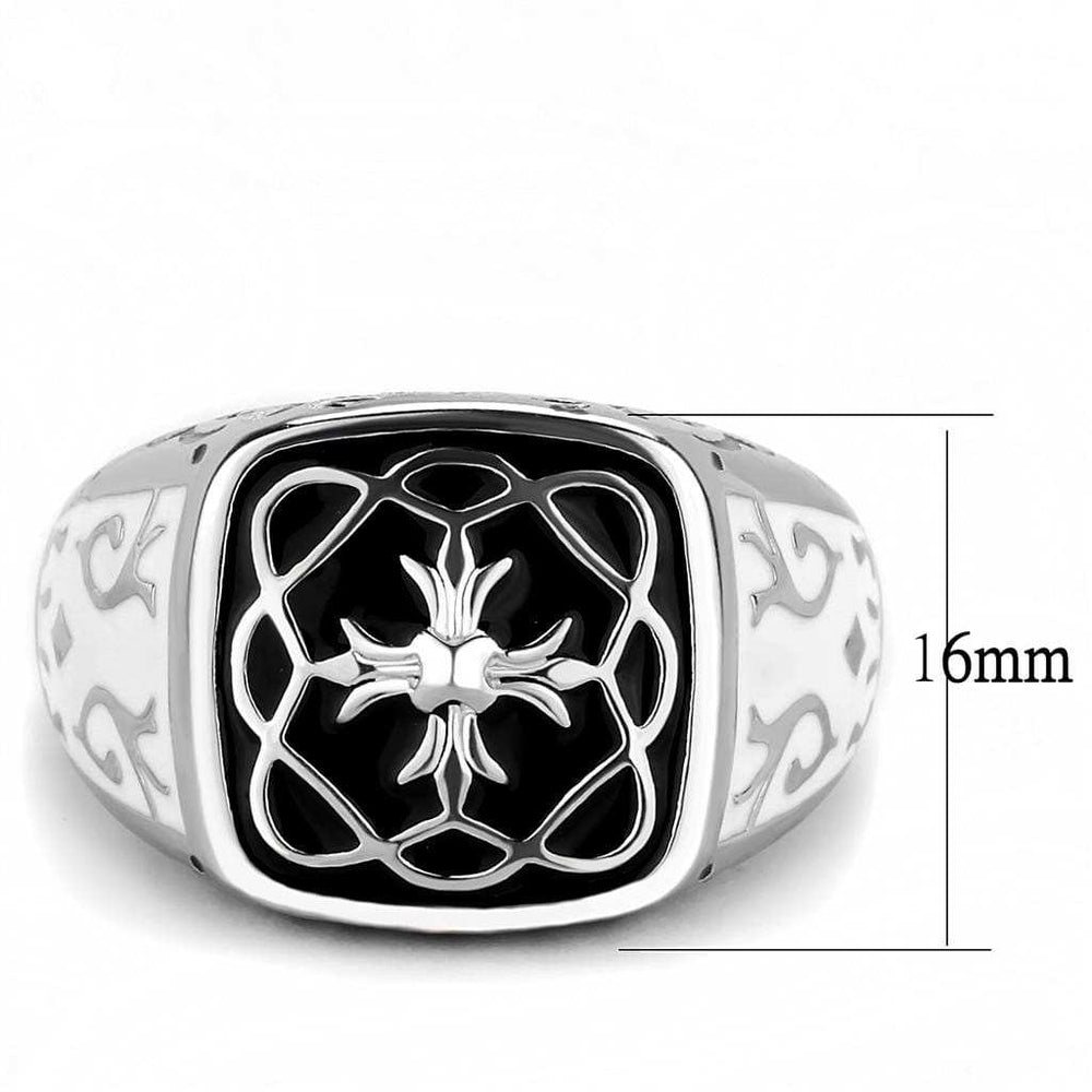 TK3460 - High polished (no plating) Stainless Steel Ring with Epoxy in Jet - Alamode - Flyclothing LLC