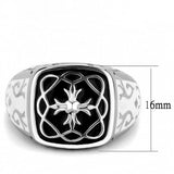 TK3460 - High polished (no plating) Stainless Steel Ring with Epoxy in Jet - Alamode - Flyclothing LLC