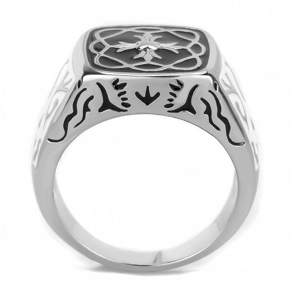 TK3460 - High polished (no plating) Stainless Steel Ring with Epoxy in Jet - Alamode - Flyclothing LLC