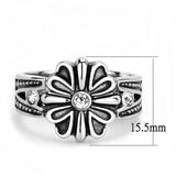 TK3462 - High polished (no plating) Stainless Steel Ring with Top Grade Crystal in Clear - Alamode - Flyclothing LLC