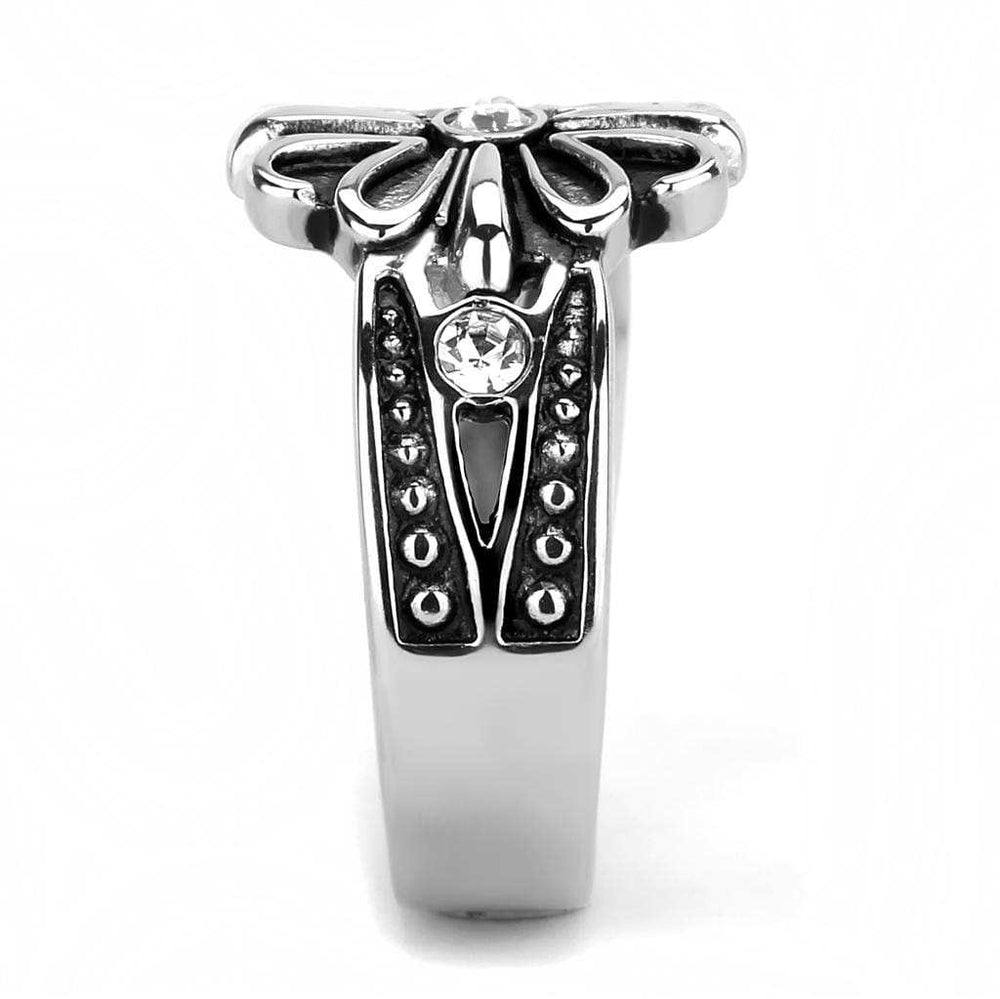 TK3462 - High polished (no plating) Stainless Steel Ring with Top Grade Crystal in Clear - Alamode - Flyclothing LLC