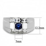 TK3463 - High polished (no plating) Stainless Steel Ring with Synthetic Synthetic Glass in Montana - Alamode - Flyclothing LLC