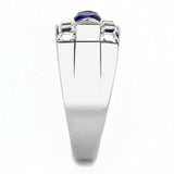 TK3463 - High polished (no plating) Stainless Steel Ring with Synthetic Synthetic Glass in Montana - Alamode - Flyclothing LLC
