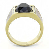 TK3465 - IP Gold(Ion Plating) Stainless Steel Ring with Synthetic Onyx in Jet - Alamode - Flyclothing LLC
