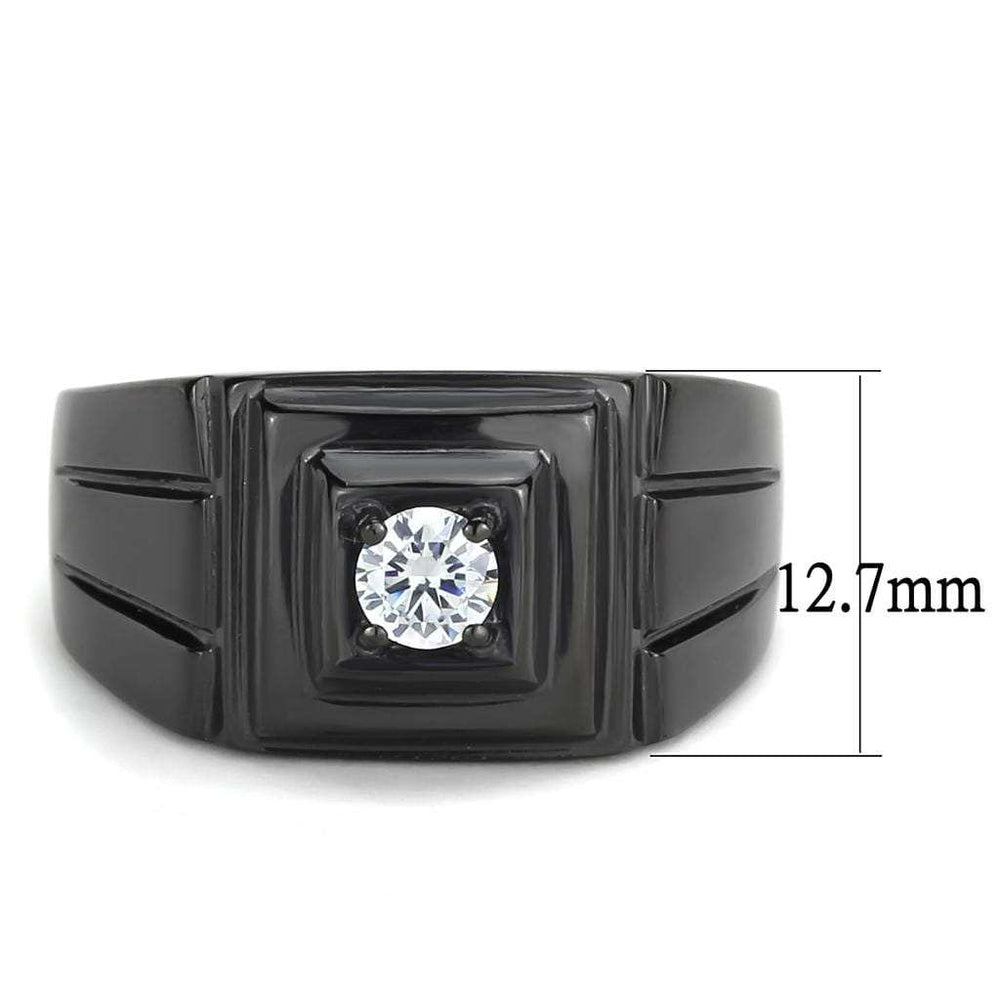 TK3466 - IP Black(Ion Plating) Stainless Steel Ring with AAA Grade CZ in Clear - Alamode - Flyclothing LLC