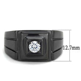 TK3466 - IP Black(Ion Plating) Stainless Steel Ring with AAA Grade CZ in Clear - Alamode - Flyclothing LLC