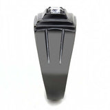TK3466 - IP Black(Ion Plating) Stainless Steel Ring with AAA Grade CZ in Clear - Alamode - Flyclothing LLC