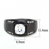 TK3467 - IP Black(Ion Plating) Stainless Steel Ring with AAA Grade CZ in Clear - Alamode - Flyclothing LLC