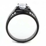 TK3467 - IP Black(Ion Plating) Stainless Steel Ring with AAA Grade CZ in Clear - Alamode - Flyclothing LLC