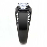 TK3467 - IP Black(Ion Plating) Stainless Steel Ring with AAA Grade CZ in Clear - Alamode - Flyclothing LLC