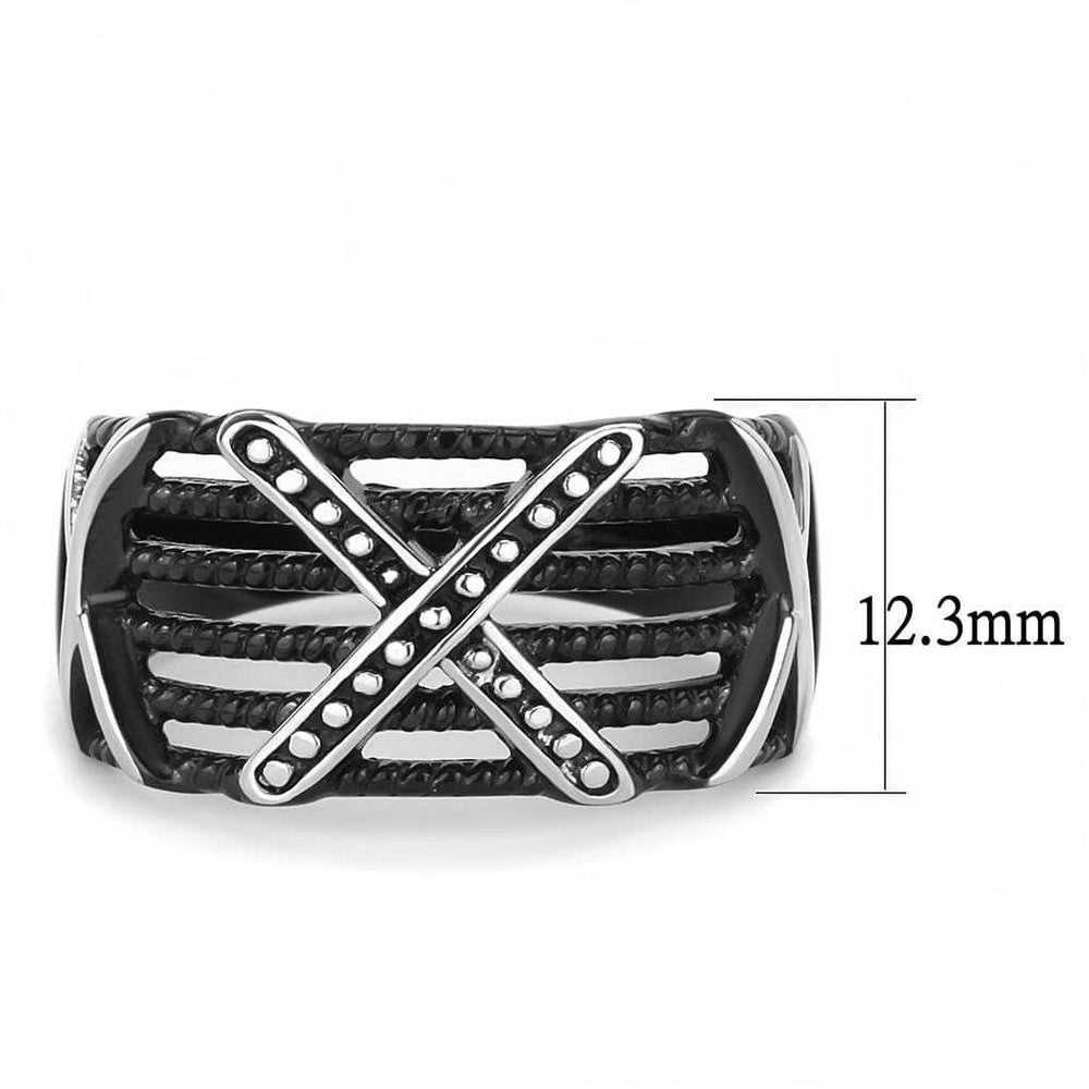 TK3468 - IP Black(Ion Plating) Stainless Steel Ring with No Stone - Alamode - Flyclothing LLC