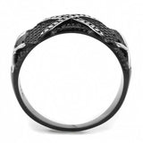 TK3468 - IP Black(Ion Plating) Stainless Steel Ring with No Stone - Alamode - Flyclothing LLC