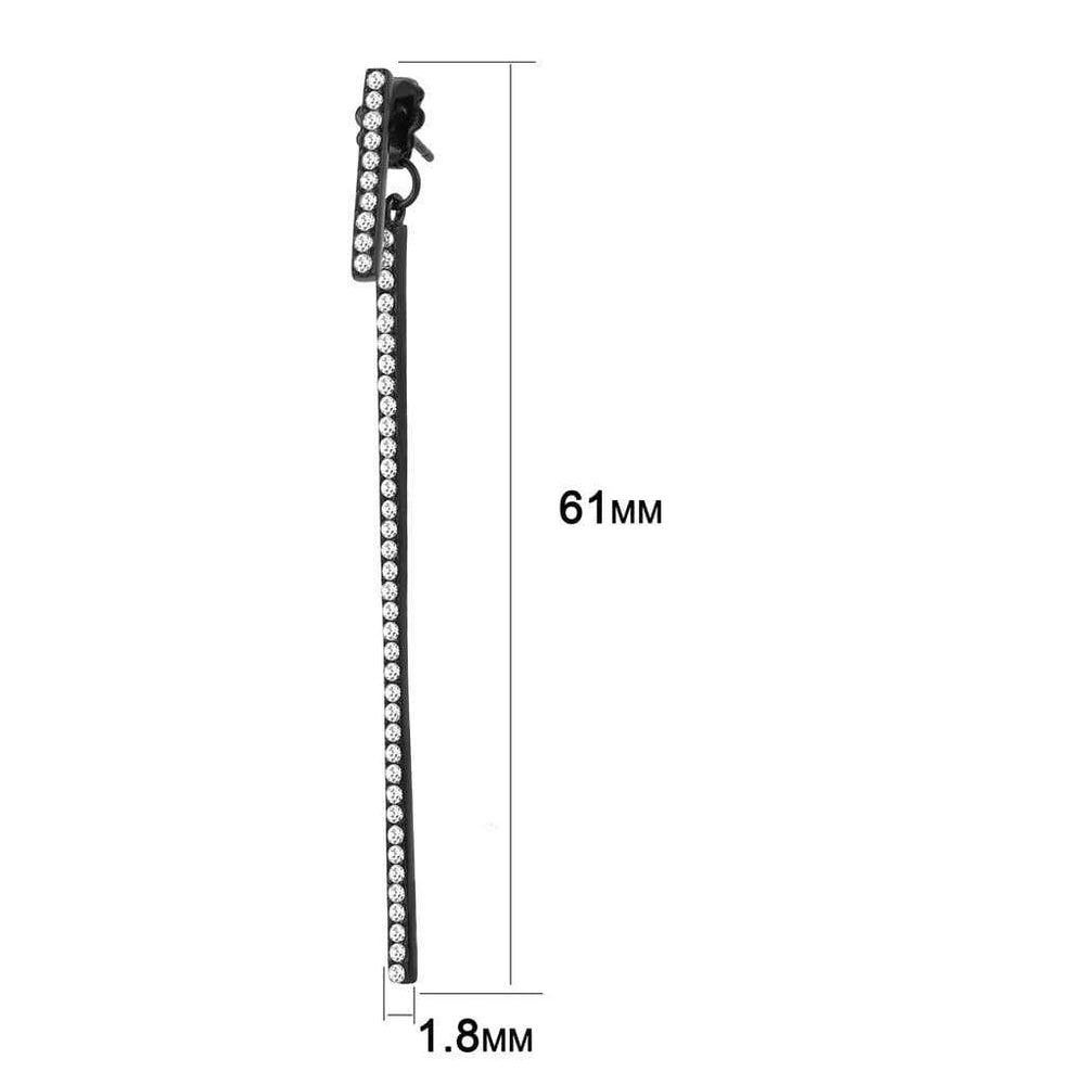 TK3470 - IP Black(Ion Plating) Stainless Steel Earrings with Top Grade Crystal in Clear - Alamode - Flyclothing LLC